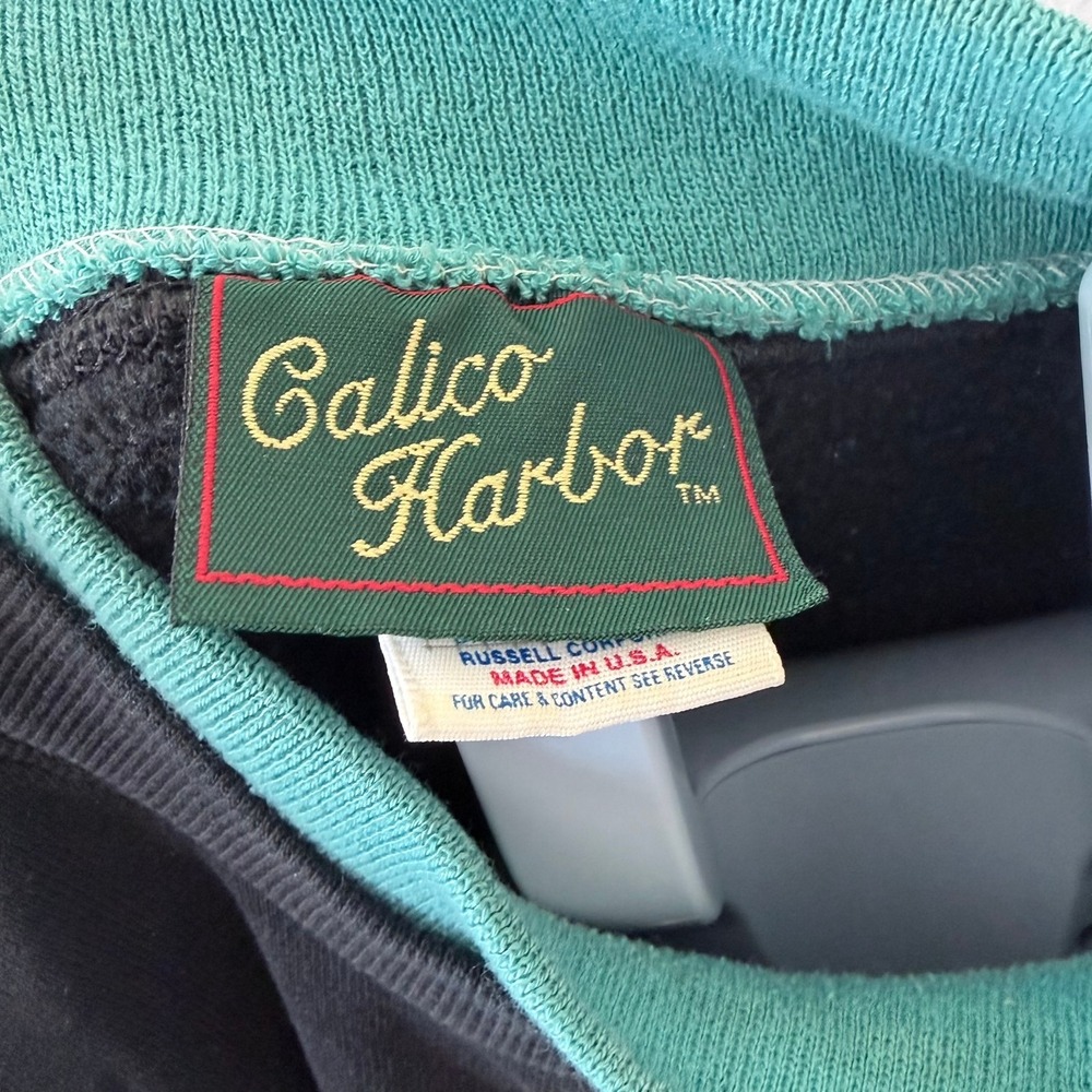 Vintage Jerzees Calico Harbor Kittens Dandelion‎ Sweatshirt Black XL Made in USA - Picture 5 of 7